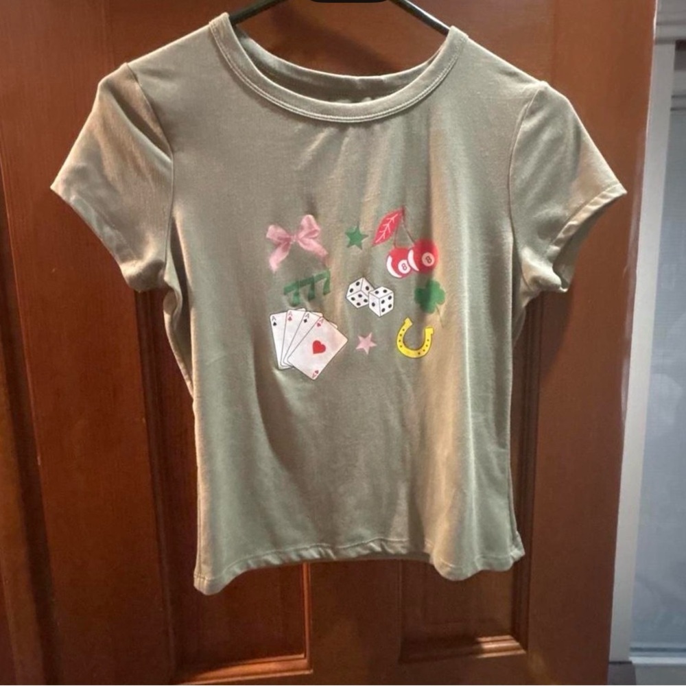 Womens Green Graphic Tee -  Shirts & Tops